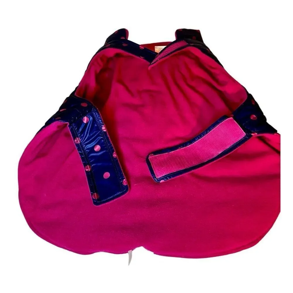 TopPaw Dog Puffer Fleeced Line Jacket Blue & Pink Polka Dots Size XL